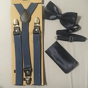 Suspender, bowtie & pocket square set